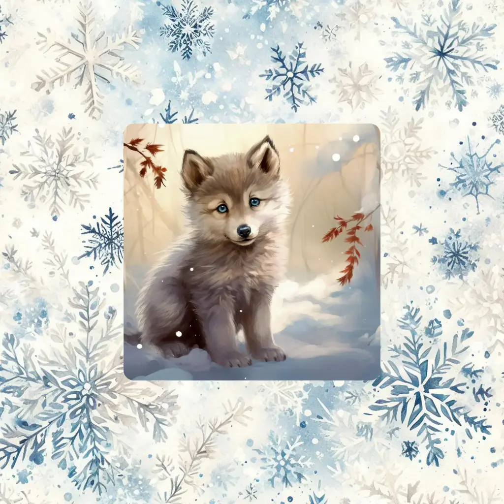Magnet loup d'hiver bébé