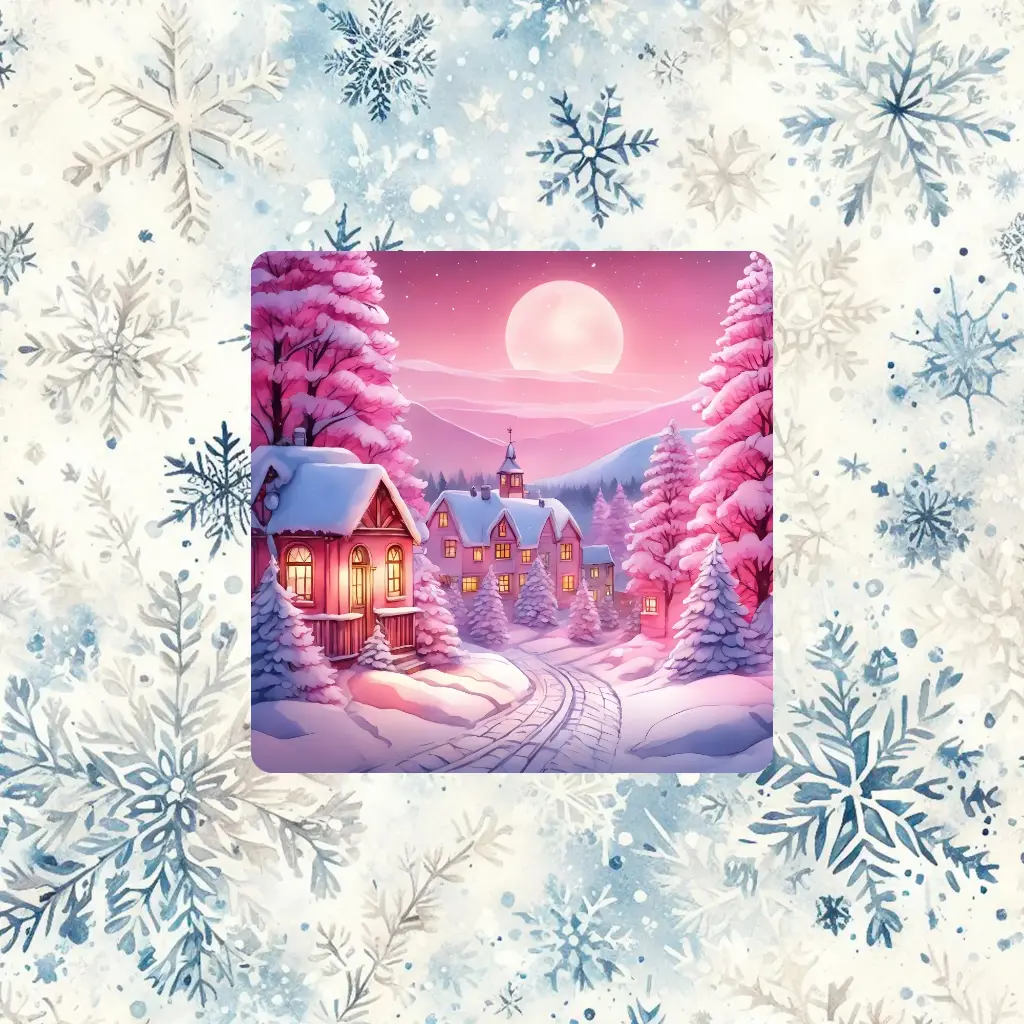 Magnet paysage rose d'hiver