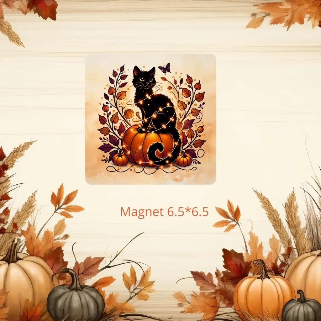 chat d'automne magnet