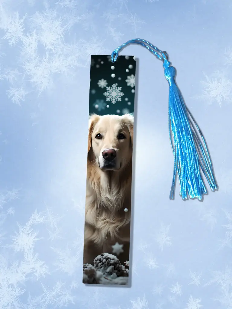 Marque page chien d'hiver