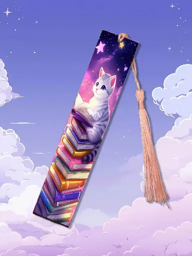Marque page chat violet