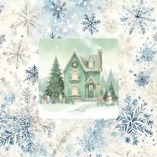Magnet hiver pastel vert