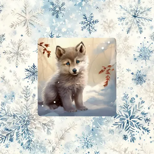 Magnet loup d'hiver bébé