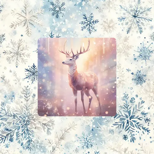 Magnet cerf d'hiver rose