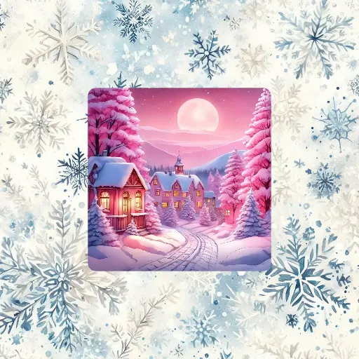 Magnet paysage rose d'hiver