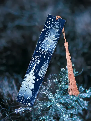 Marque page sapin d'hiver bleu
