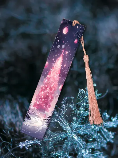 Marque page sapin d'hiver rose