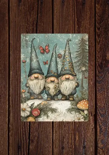 Plaque décorative gnomes d'hiver