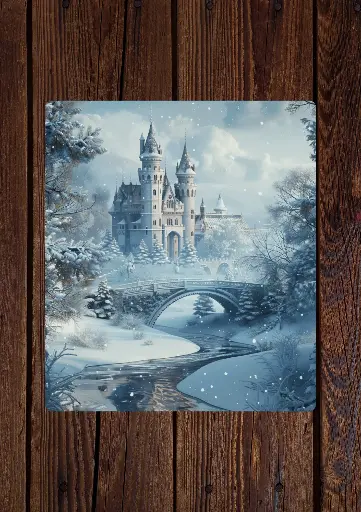 Plaque décorative château en hiver