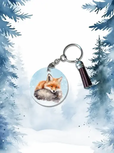 Porte clé renard d'hiver